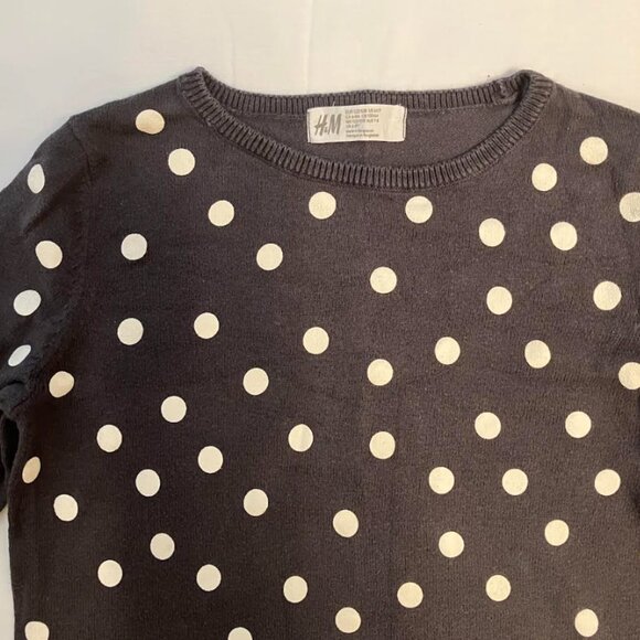 H&M Sweater Dark Gray Polka Dots for Girls Size 6X/7 - Picture 2 of 3